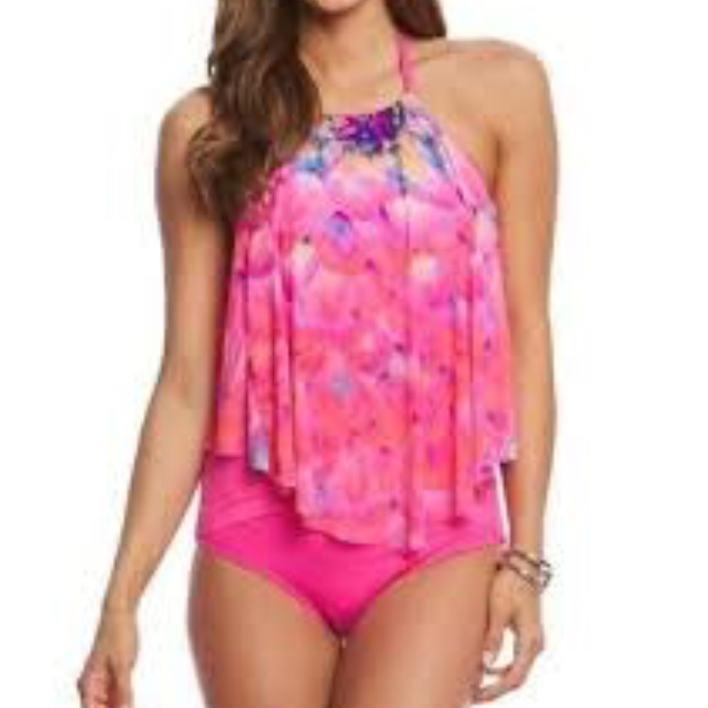 NWT Coco Reef Silent Bloom pink mesh tankini